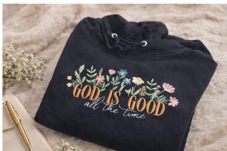 God Is Good All The Time Floral Hoodie