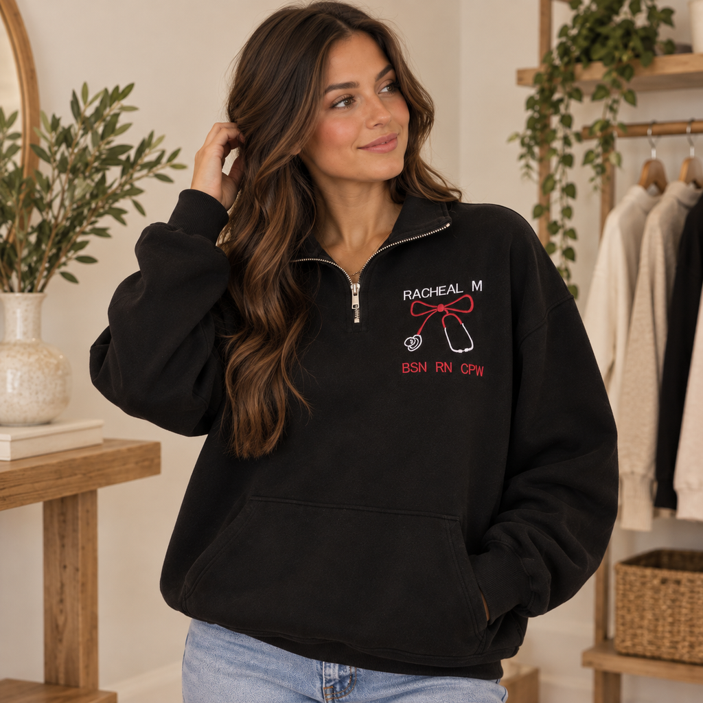 Custom Nurse Quarter Zip – Personalized Name & Credentials